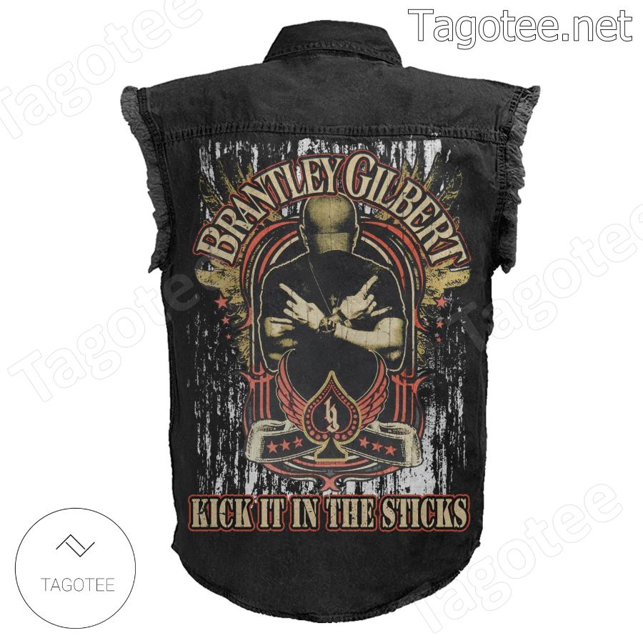 Brantley Gilbert Kick It In The Sticks Sleeveless Denim Jacket a