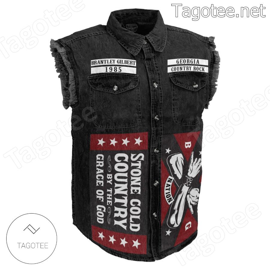 Brantley Gilbert Loud And Rowdy Sleeveless Jean Jacket a