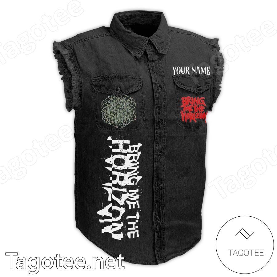 Bring Me The Horizon Skull Signatures Personalized Sleeveless Denim Jacket a