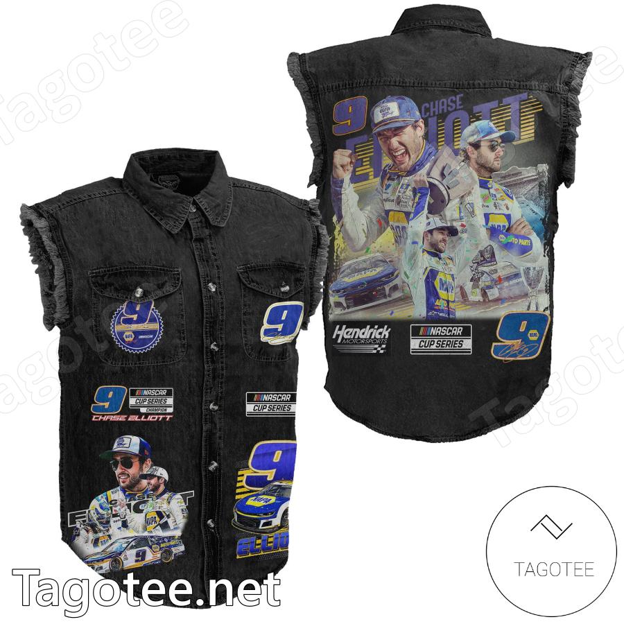 Chase Elliott 9 Nascar Sleeveless Denim Jacket