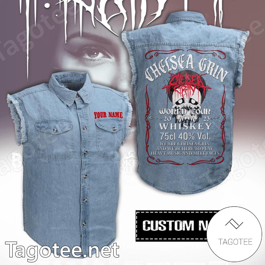 Chelsea Grin World Tour 2023 Whiskey Personalized Sleeveless Denim Jacket