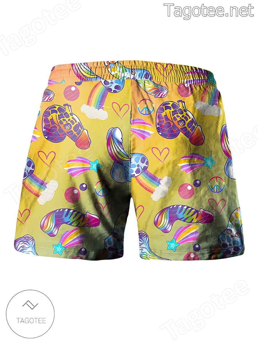 Cocks Rainbow Hippie Beach Shorts a