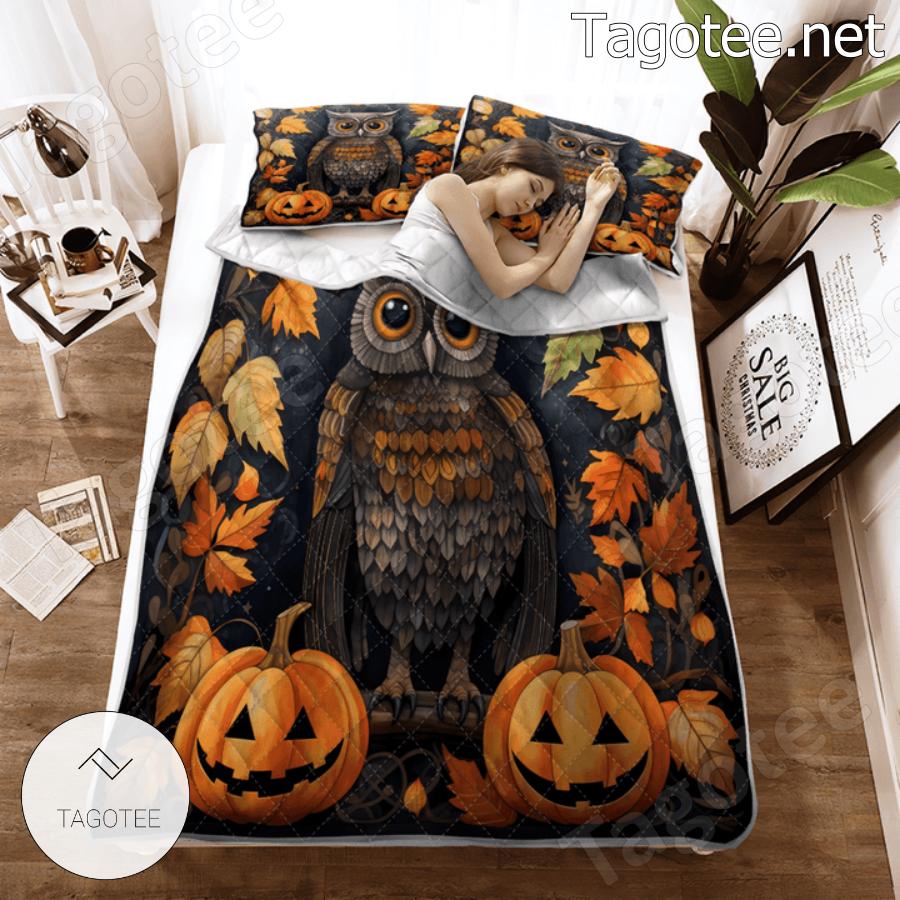 Cute Owl Halloween Pumpkin Bedding Set a