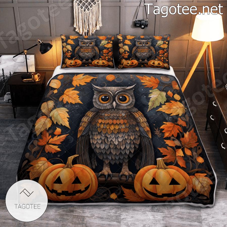 Cute Owl Halloween Pumpkin Bedding Set