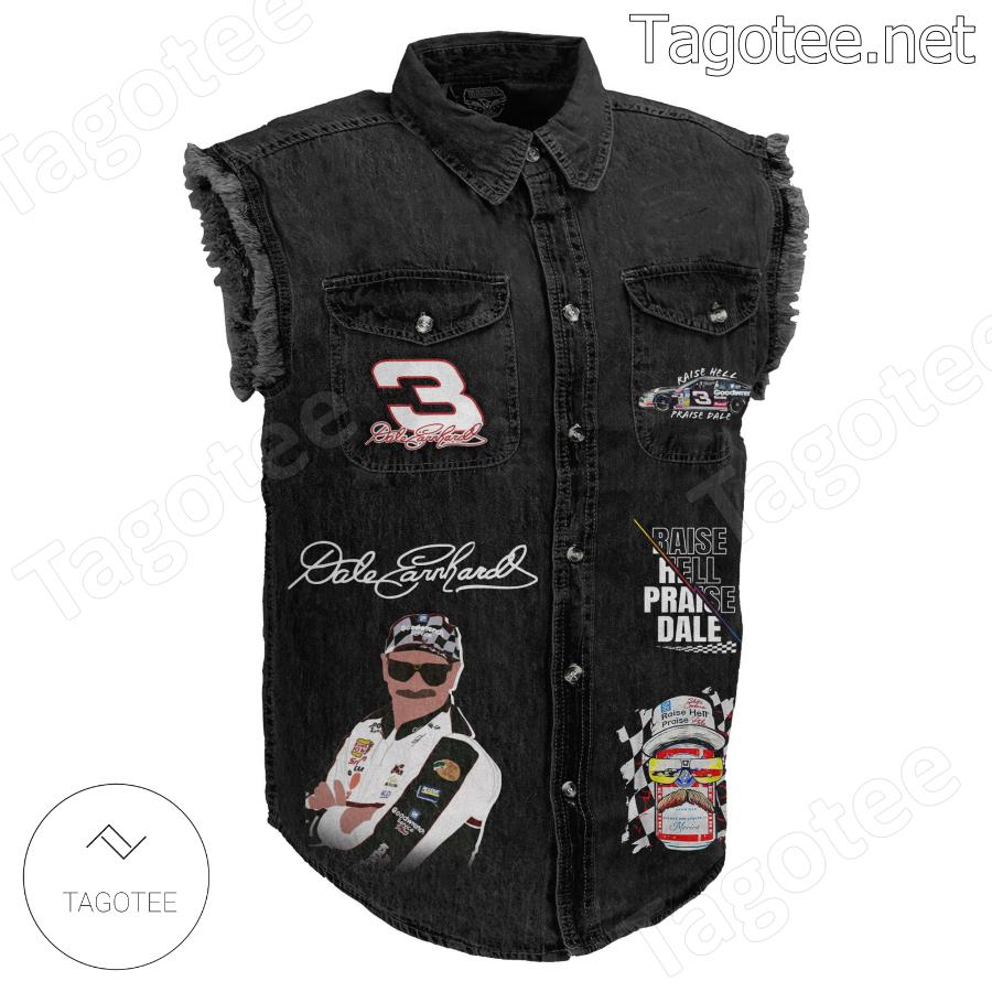 Dale Earnhardt Legends Never Die Sleeveless Denim Jacket a