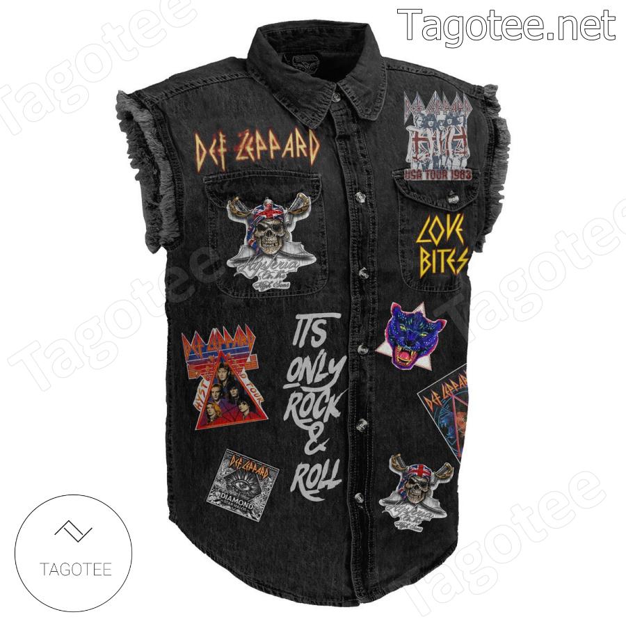 Def Leppard Hard Music Rock Night Sleeveless Denim Jacket a