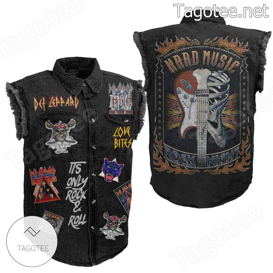 Def Leppard Hard Music Rock Night Sleeveless Denim Jacket