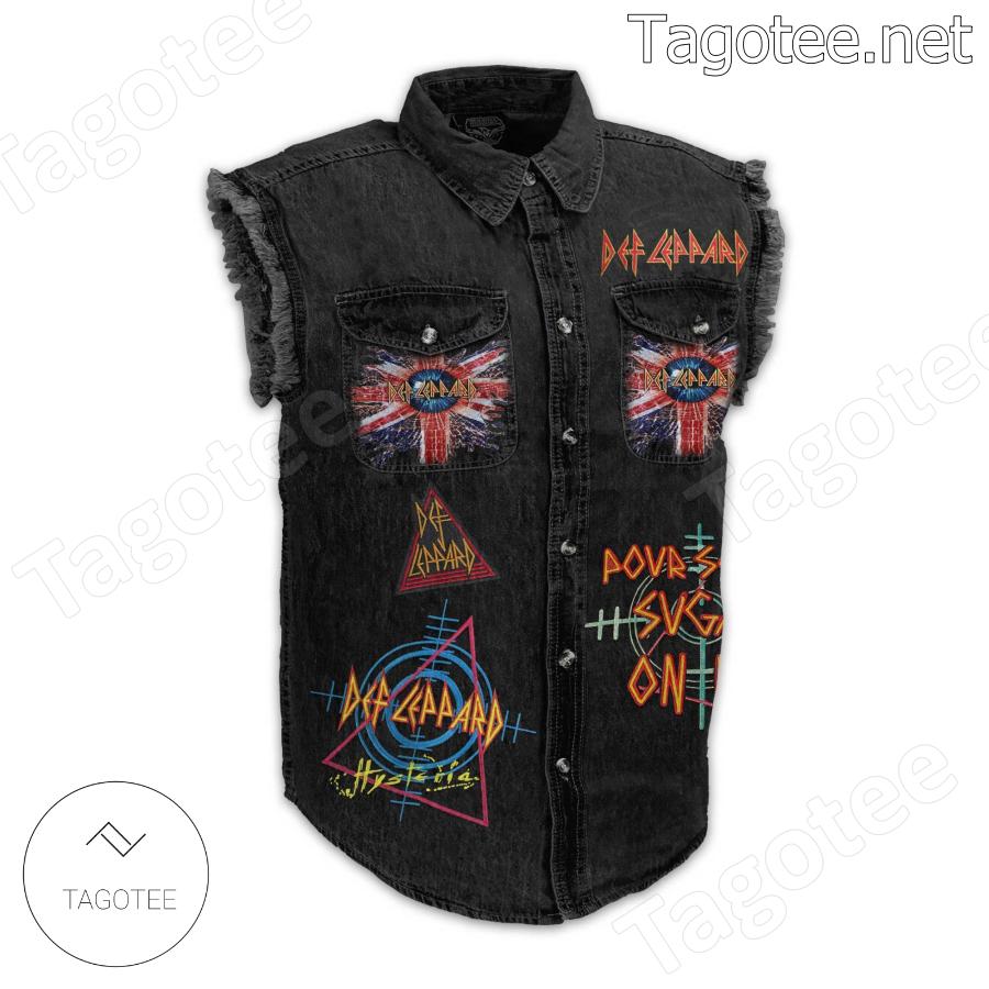 Def Leppard Pour Some Sugar On Me Sleeveless Denim Jacket a