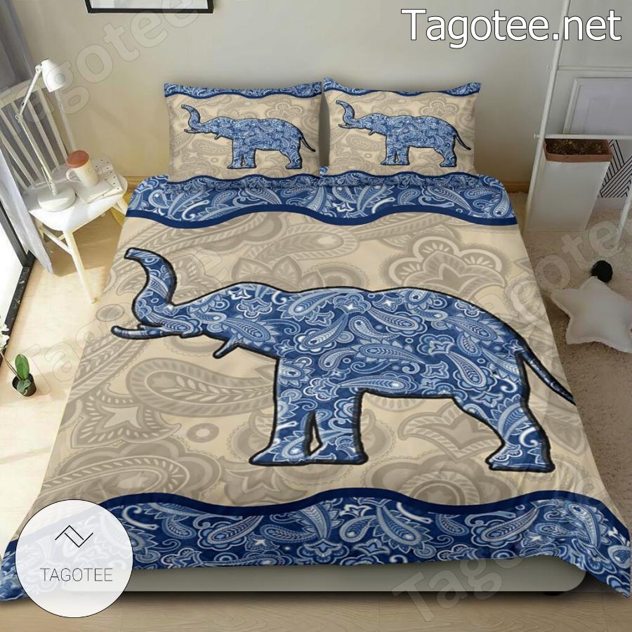 Elephant Blue Paisley Bedding Set