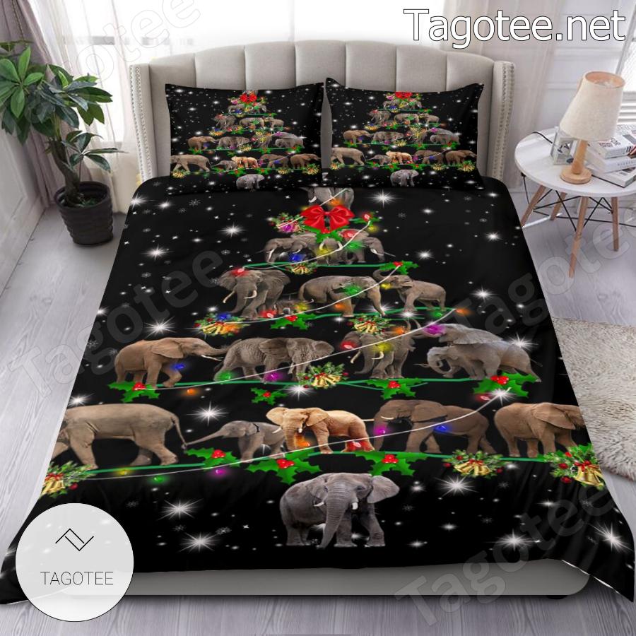 Elephant Christmas Tree Bedding Set a