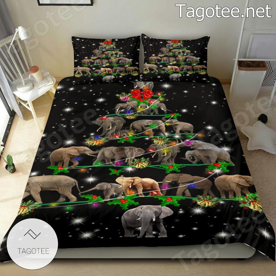 Elephant Christmas Tree Bedding Set