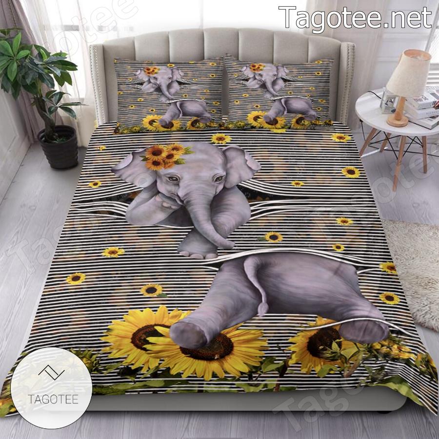 Elephant Sunflower Bedding Set