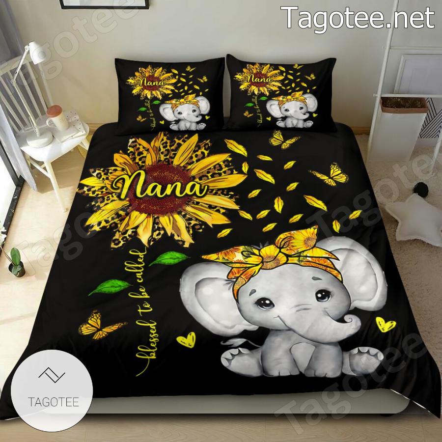 Elephant Sunflower Blessed To Be Called Nana Bedding Set a