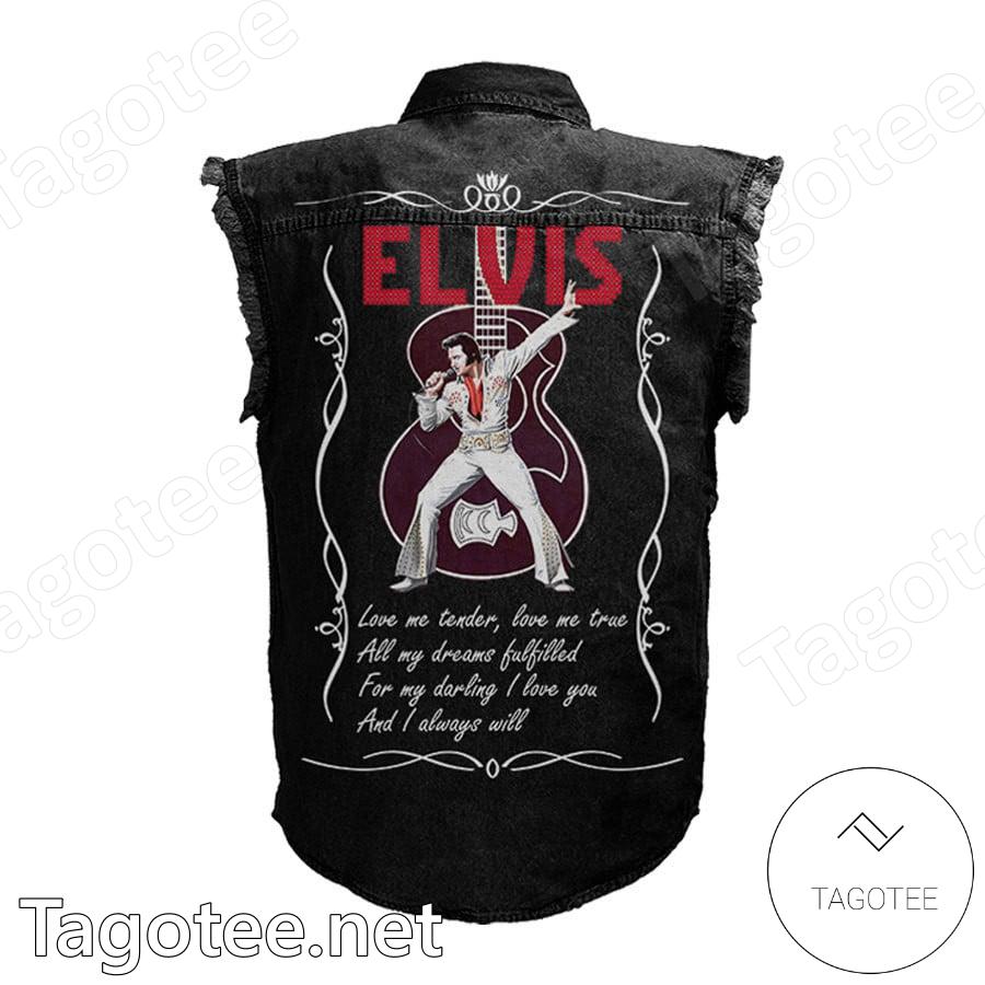 Elvis Presley King Of Rock And Roll Denim Jean Vest a