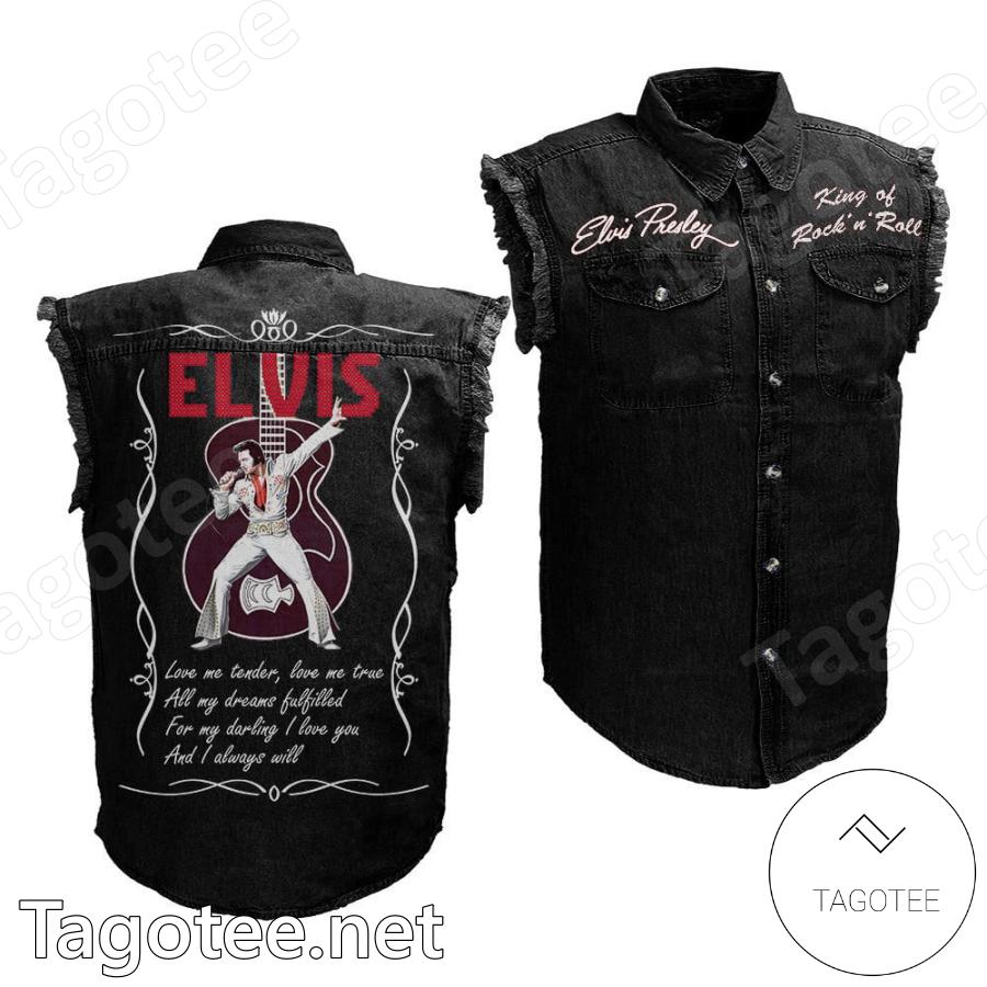 Elvis Presley King Of Rock And Roll Denim Jean Vest