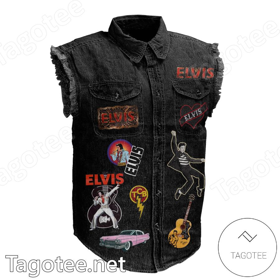 Elvis Presley Long Live The King Denim Vest Sleeveless Jacket a