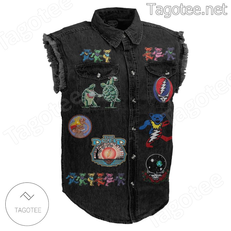 Grateful Dead Standing On The Moon Sleeveless Denim Jacket a