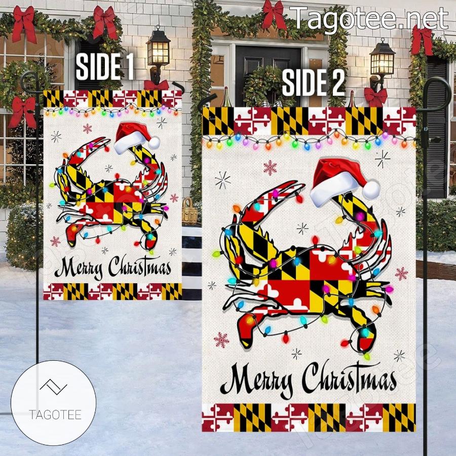 Maryland Crab Merry Christmas Flag a