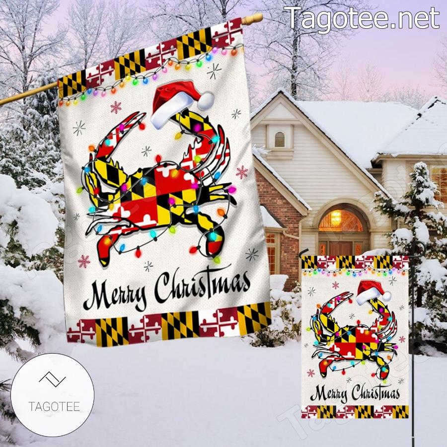 Maryland Crab Merry Christmas Flag