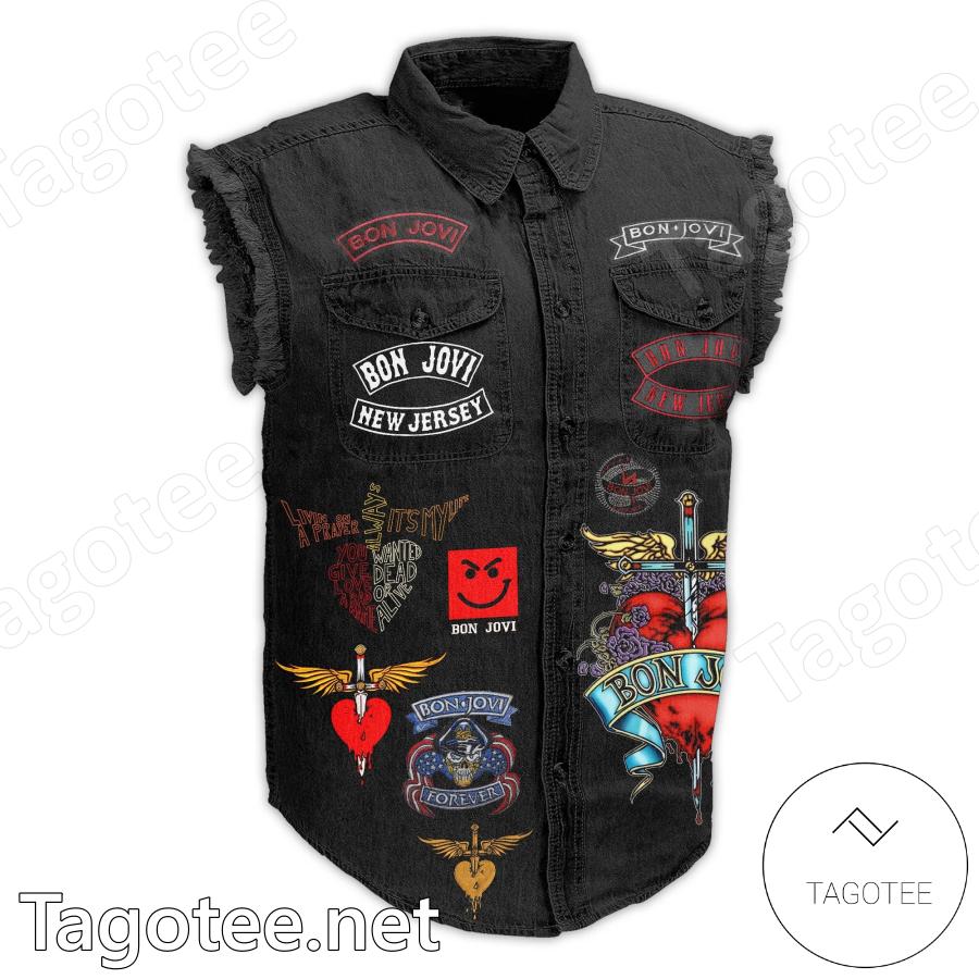 Bon Jovi Wanted Dead Or Alive Denim Vest Jacket a