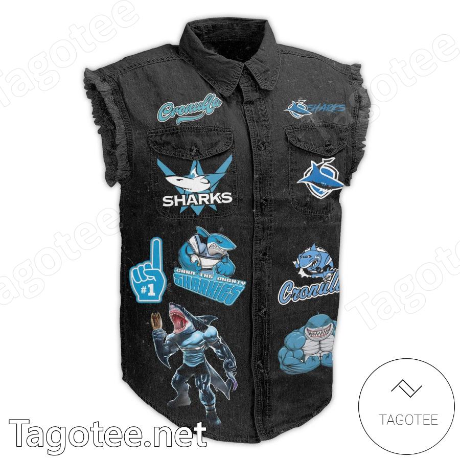 Cronulla-sutherland Sharks Turn Your Porch Lights Off Sleeveless Denim Jacket a