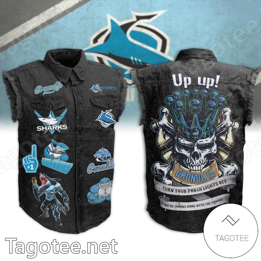 Cronulla-sutherland Sharks Turn Your Porch Lights Off Sleeveless Denim Jacket