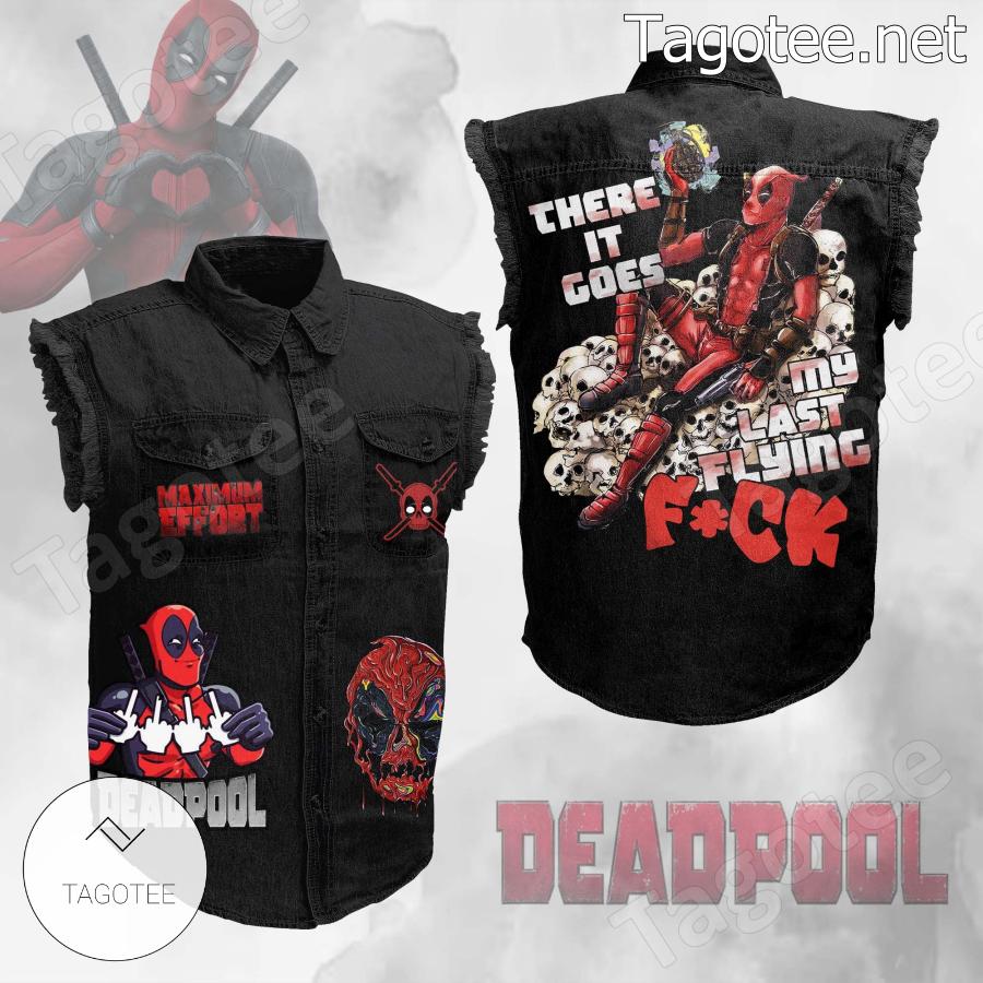 Deadpool There Is Goes My Last Flying Fuck Sleeveless Denim Jacket