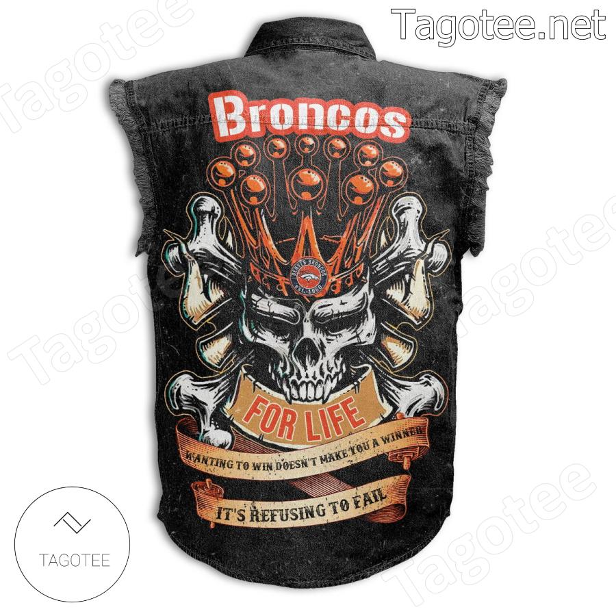 Denver Broncos For Life Sleeveless Denim Jacket a