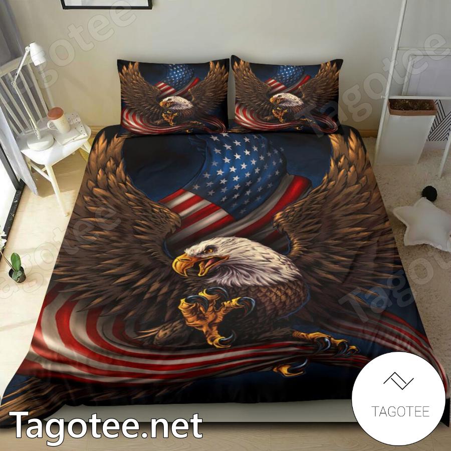 Eagle And American Flag Bedding Set