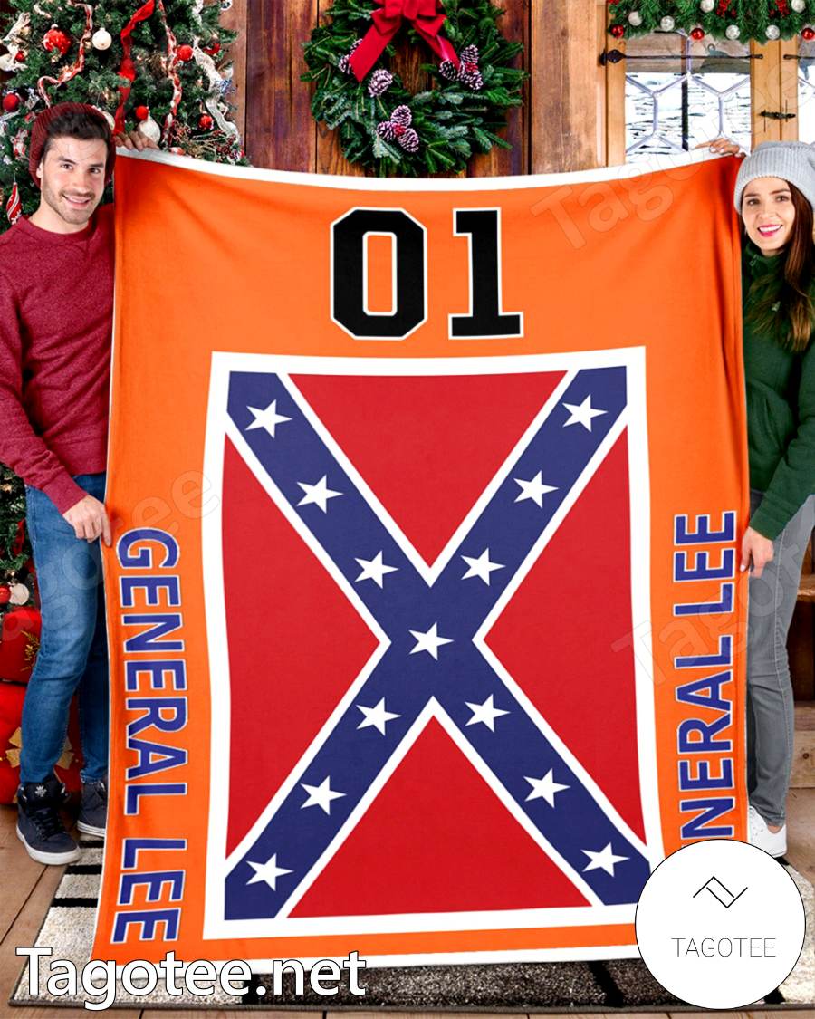 General Lee 01 Dukes of Hazzard Confederate Flag Blanket