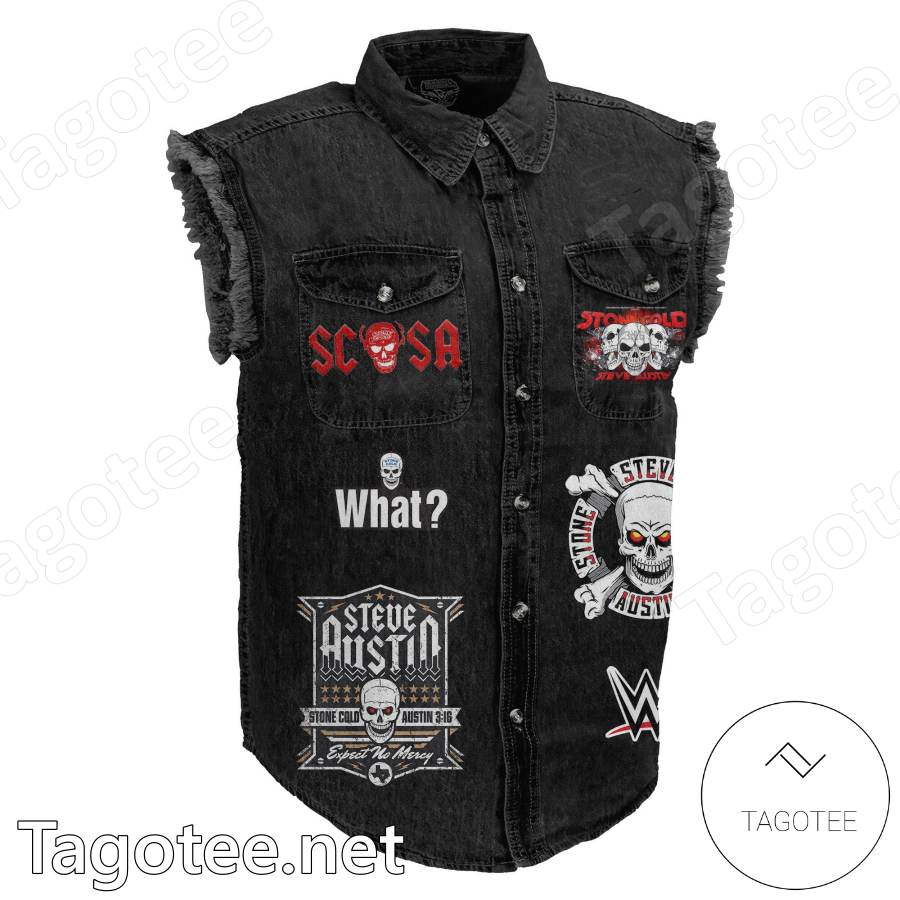 Stone Cold Steve Austin Sleeveless Denim Jacket a