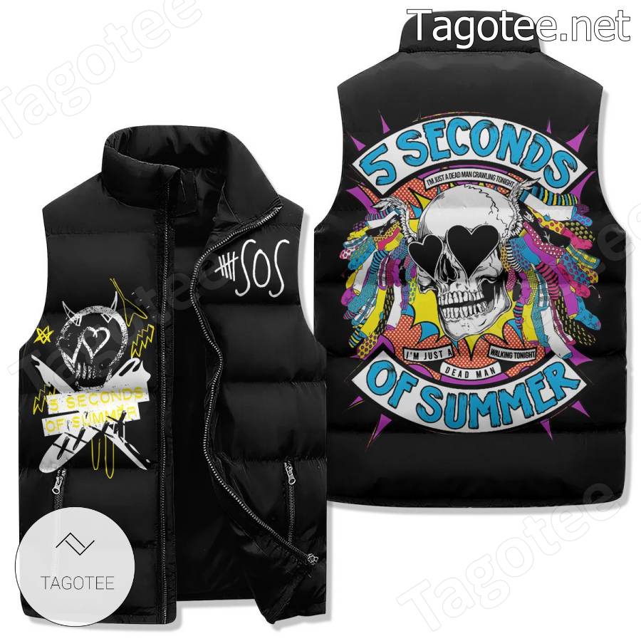 5 Seconds Of Summer I'm Just A Dead Man Walking Tonight Puffer Vest