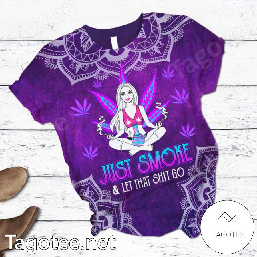 Barbie Just Smoke And Let That Shit Go Purple Mandala Pajamas Set a