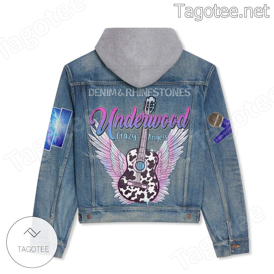 Carrie Underwood Denim And Rhinestones Underwood Crazy Angels Jean Jacket Hoodie a