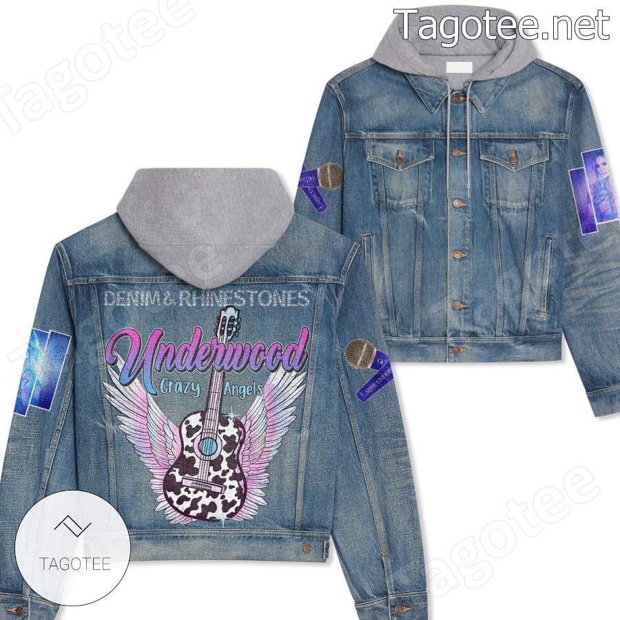 Carrie Underwood Denim And Rhinestones Underwood Crazy Angels Jean Jacket Hoodie