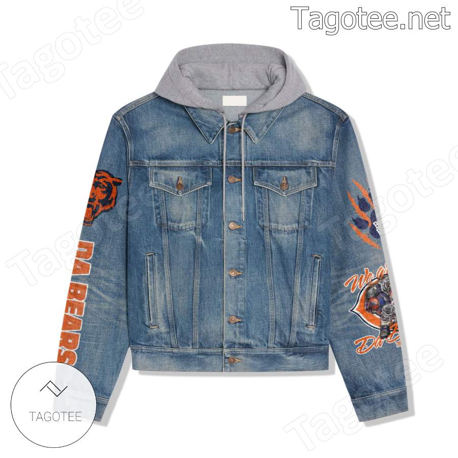 Chicago Bears In My Veins Jesus In My Heart Hooded Jean Jacket a