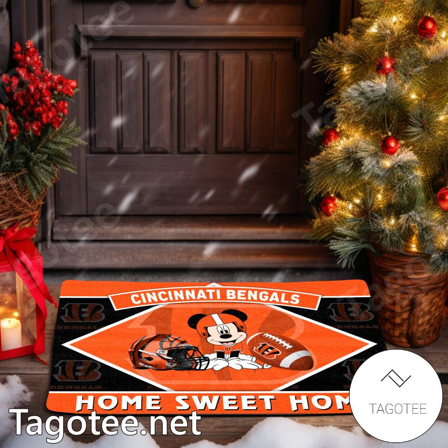 Cincinnati Bengals Mickey Mouse Home Sweet Home Doormat a