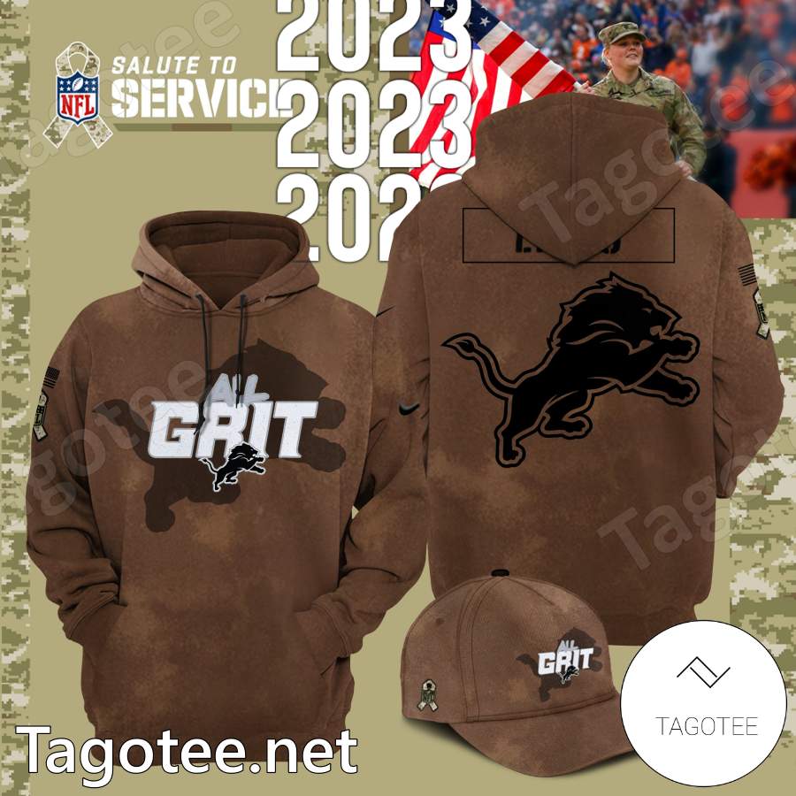 Detroit Lions All Grit Salute To Service Hoodie, Pant, Cap