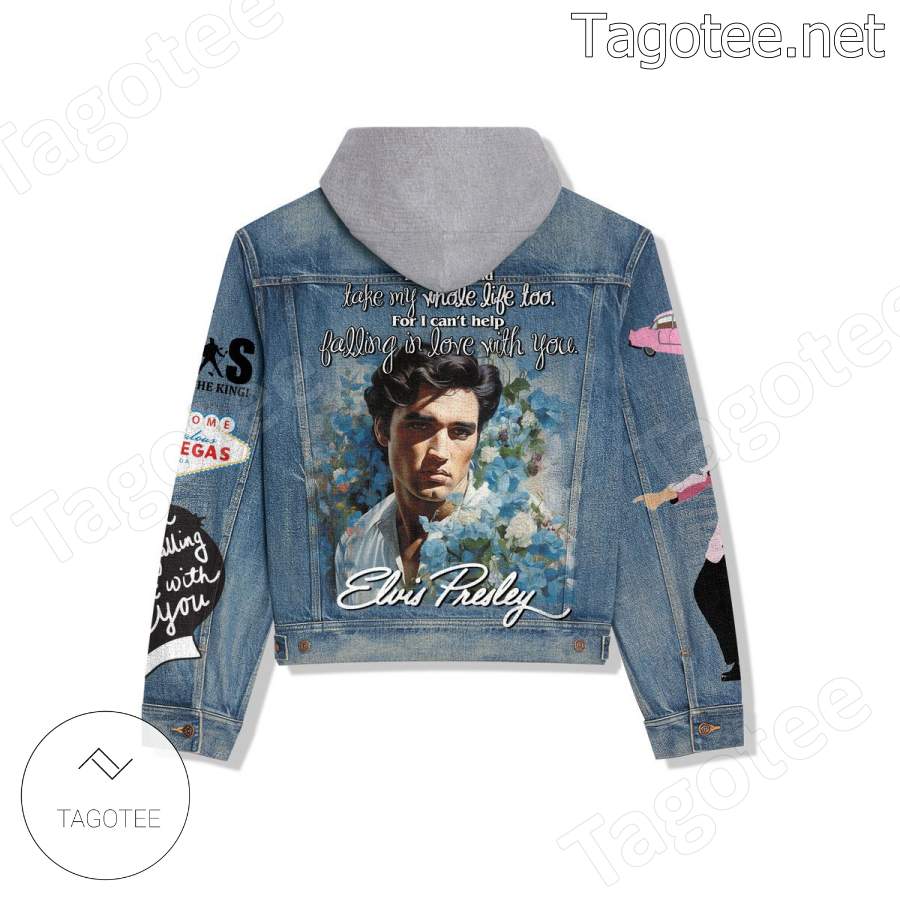 Elvis Presley Take My Hand Take My Whole Life Too Hooded Denim Jacket a