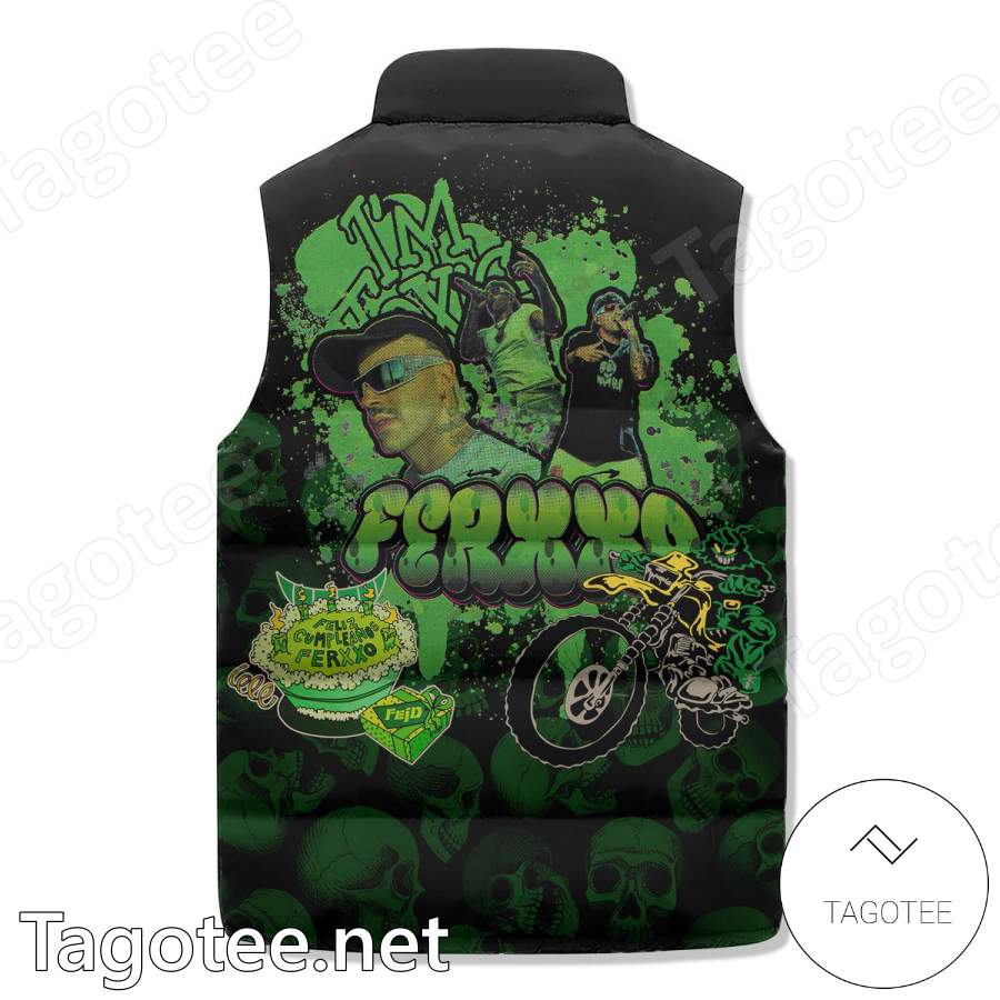 Feid Ferxxo Skull Puffer Vest a