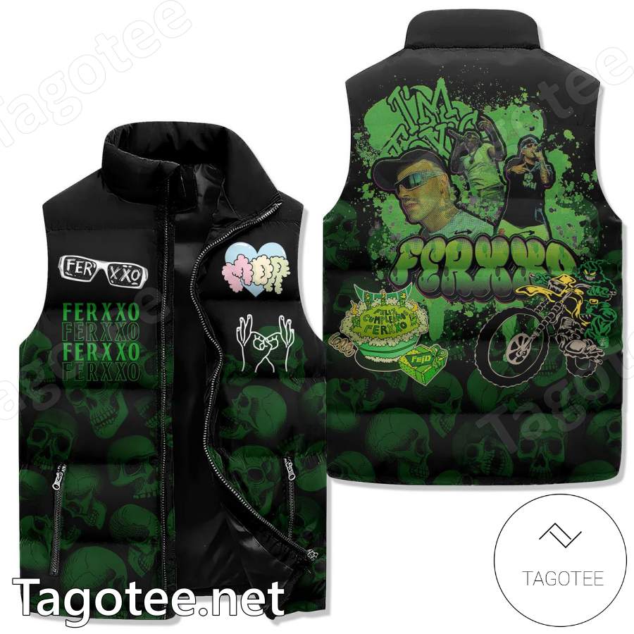 Feid Ferxxo Skull Puffer Vest