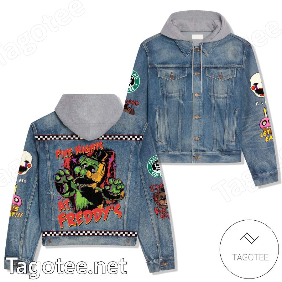 Five Freddy's At Night Hooded Denim Jacket