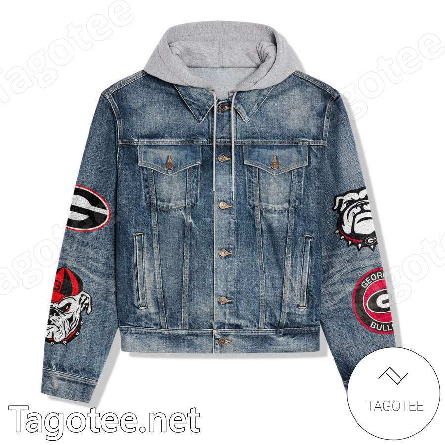 Georgia Bulldogs Go Dawgs Hooded Denim Jacket a