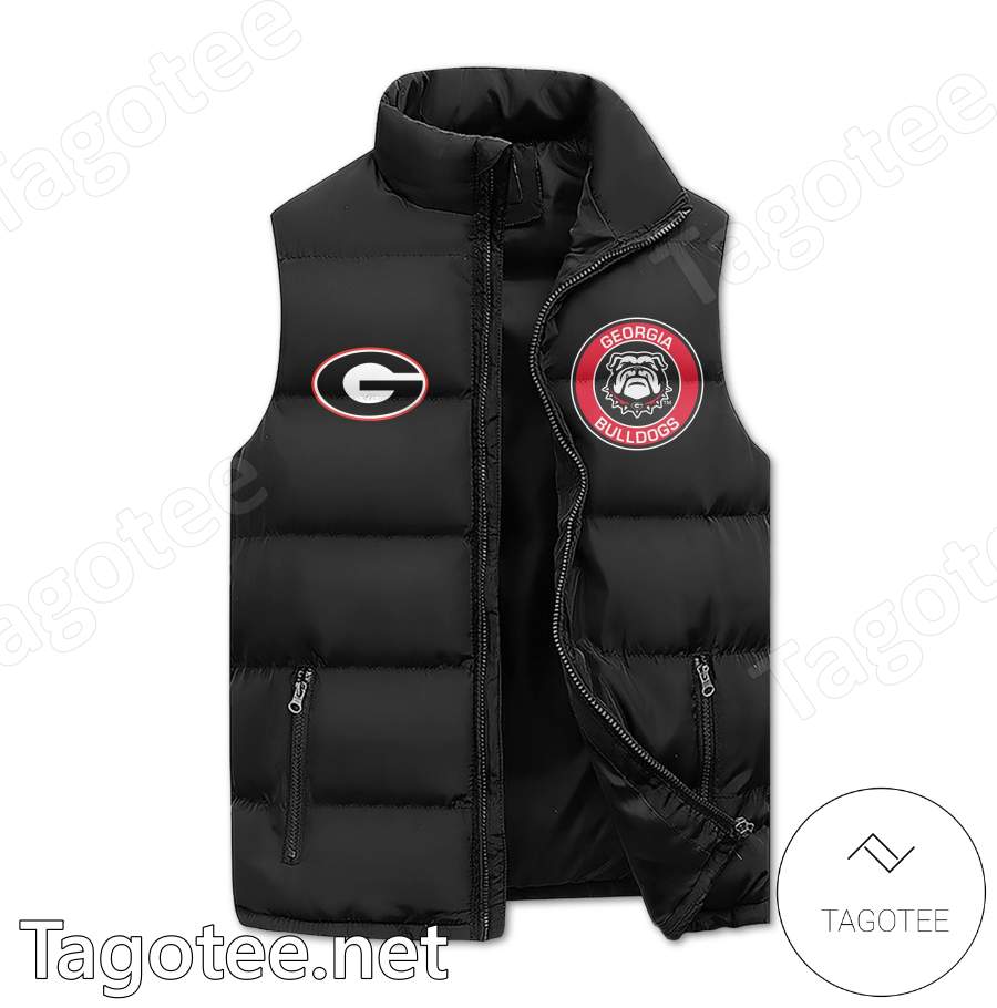 Georgia Bulldogs Go Dawgs Sic Em Woof Woof Men's Sleeveless Puffer Jacket a