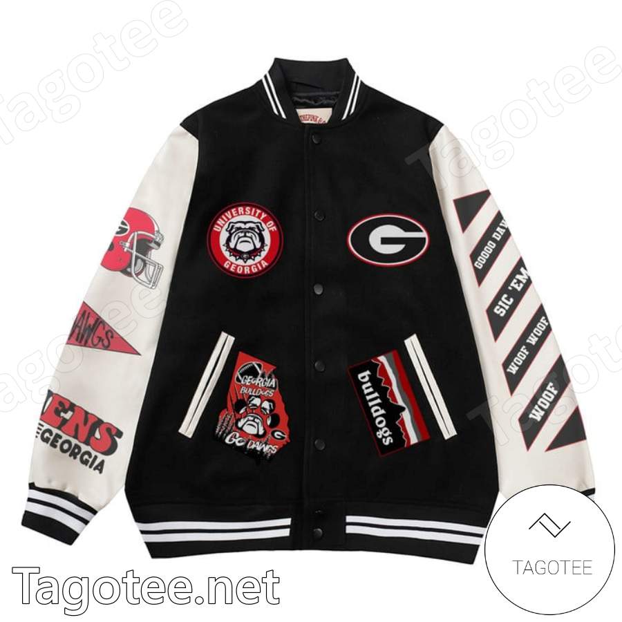 Go Dawgs Sic 'em Woof Woof Woof Georgia Bulldogs Varsity Jacket a