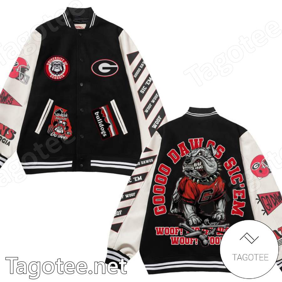 Go Dawgs Sic 'em Woof Woof Woof Georgia Bulldogs Varsity Jacket