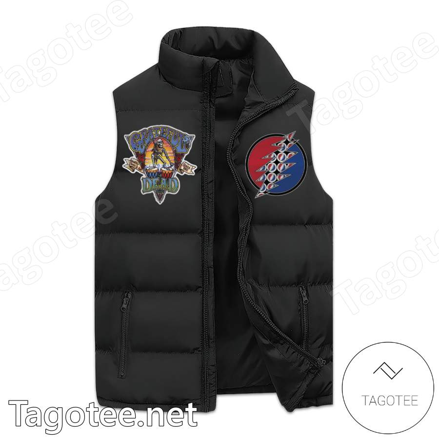 Grateful Dead Skull Rose Men's Sleeveless Puffer Jacket a