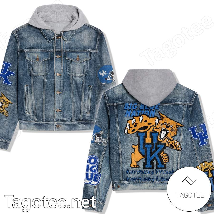 Kentucky Wildcats Big Blue Nation Kentucky Proud Kentucky Loud Hooded Denim Jacket