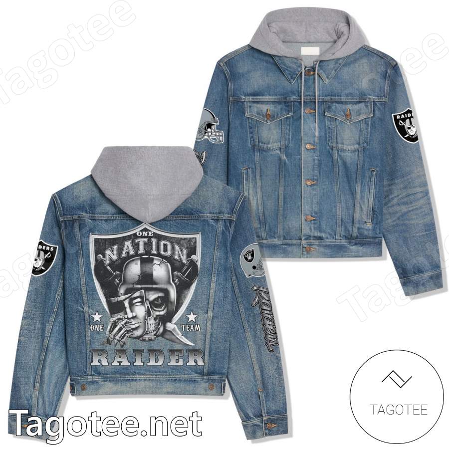 Las Vegas Raiders One Nation Hooded Denim Jacket