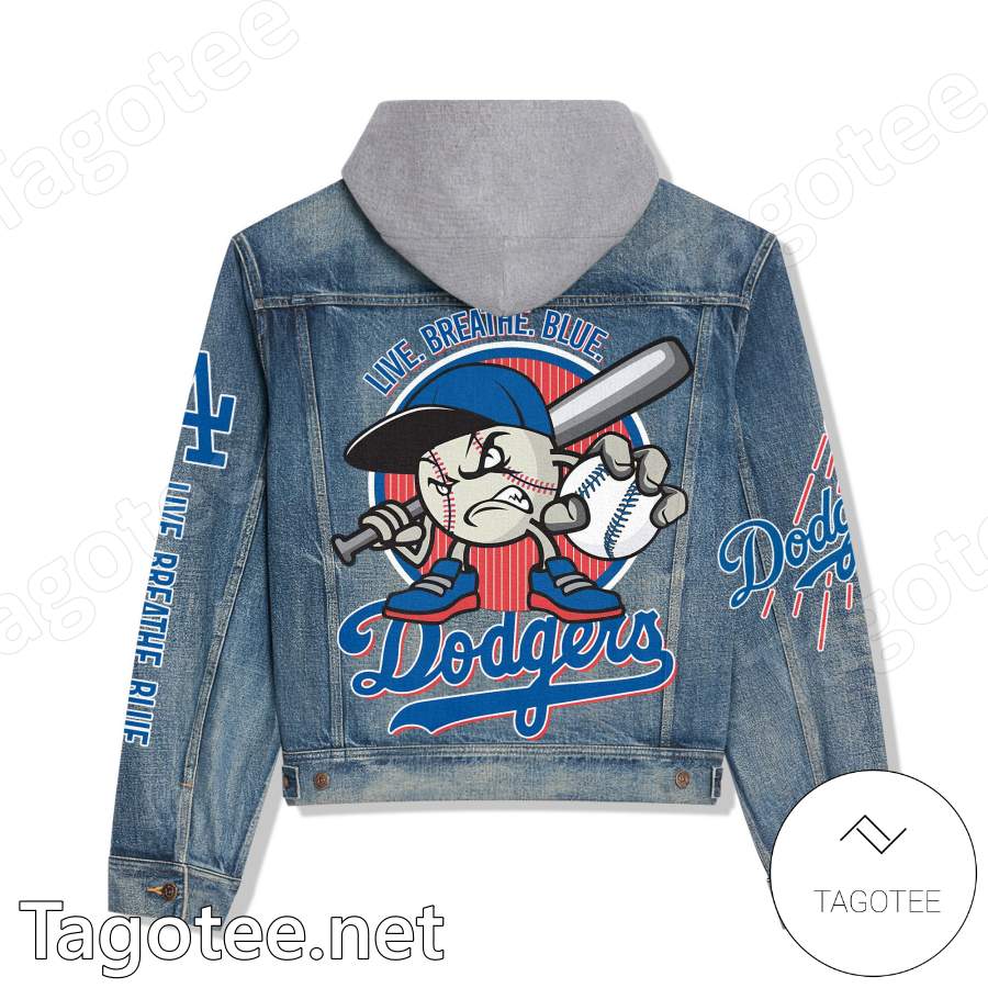 Los Angeles Dodgers Live Breathe Blue Hooded Denim Jacket a